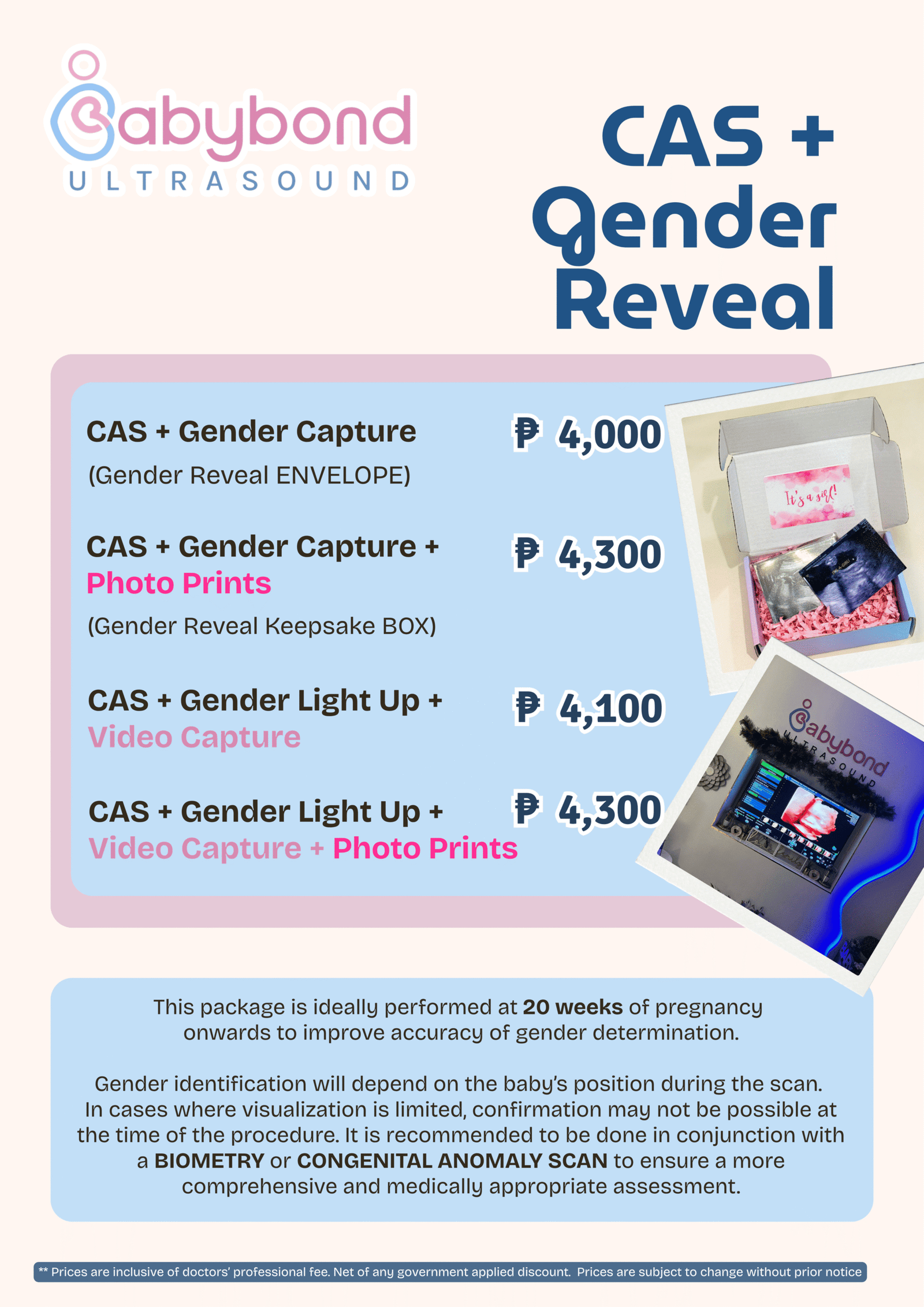 Congenital Anomaly Scan (CAS) + Gender Reveal Packages